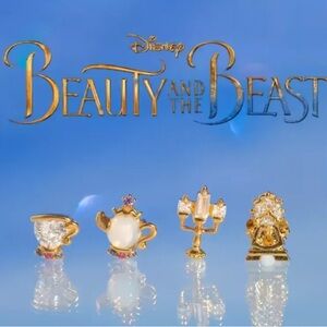 Disney Beauty and the Beast Gold and White Earrings